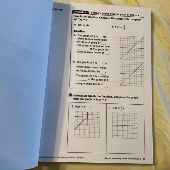 Mathematics 1 Georgia Notetaking Guide Transparencies McDougal Littell Book - Picture 10 of 16